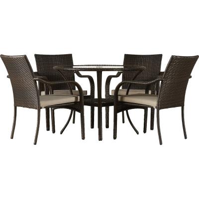 China Durable 5 Piece Outdoor Dining Set With Cushions - Wicker Garden Furniture for sale