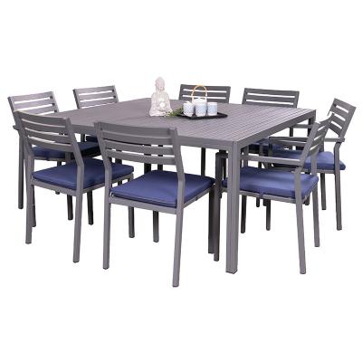 China Durable aluminum outdoor patio garden furniture, 9 piece aluminum dining chair and table set, with cushions. for sale