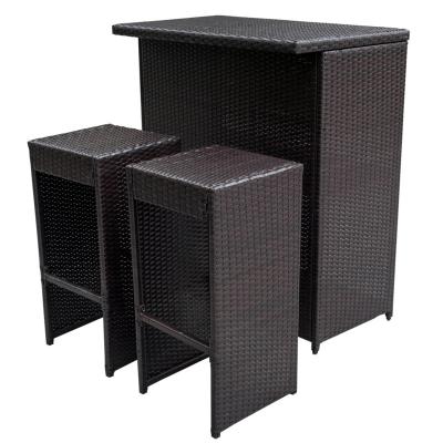 China Outdoor Eco-Environmentally Patio Bar Stool Table Set, Wicker Bar Dining Chair Table, Rattan Garden Furniture for sale