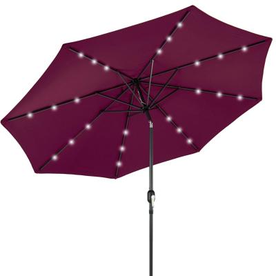 China 10 Feet Traditional Solar LED 360 Degree Polyester Cantilever Netting Market Aluminum Patio Umbrella for sale