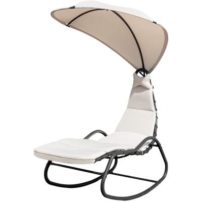 China Weather Outdoor Furniture Outdoor Living Room Patio Swings Chair Bow Stand Swing Hammock Rocking Chair With Large Canopy Sun Shade With Cushion for sale