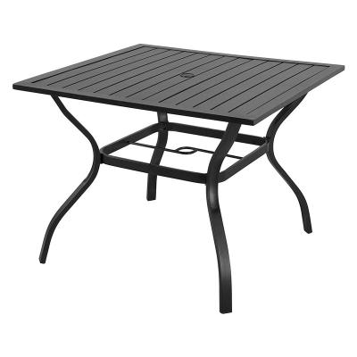 China Eco-Friendly Outdoor Patio Bistro Metal Dining Table with Umbrella Hole, Black for sale