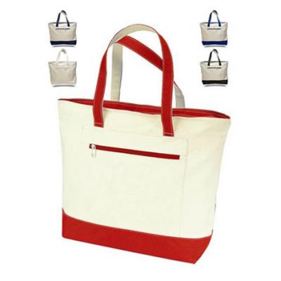 China Handled Cotton Canvas Tote Beach Bag With Zipper for sale