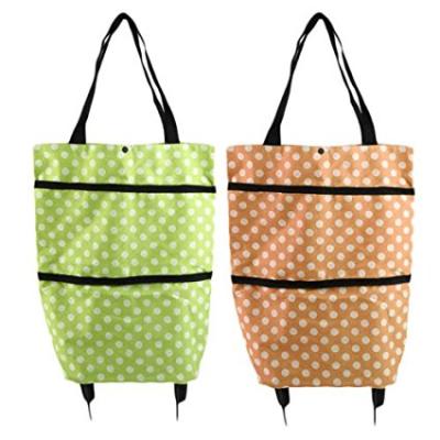 China Reclycled Folding Wheel Shopping Bag Rolling Grocery Portable Trolley Tote Bag for sale