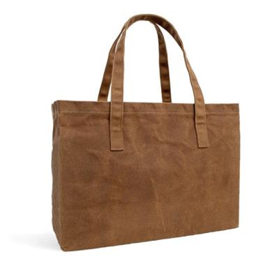 China 100% Eco-Friendly Reusable Grocery Bags Waxed Canvas Shopping Tote Large Heavy Duty Bag for sale