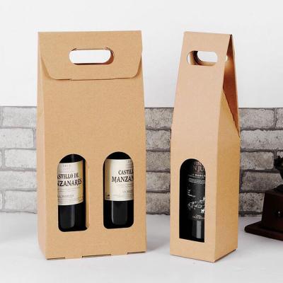 China Recyclable Single And Double Portable Red Wine Box Beverage Gift Window Wrapping Paper Box for sale