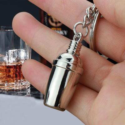 China Promotion Gift Mix Drinks DIY Cocktail Shaker Wine Glass Key Chain 3D Keyring Men Women Cute Bartender Bar Promo Gift for sale