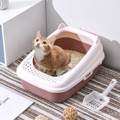 China Pet Products Open Space Stocked Cat Litter Box Colorful Cat Toilet for sale