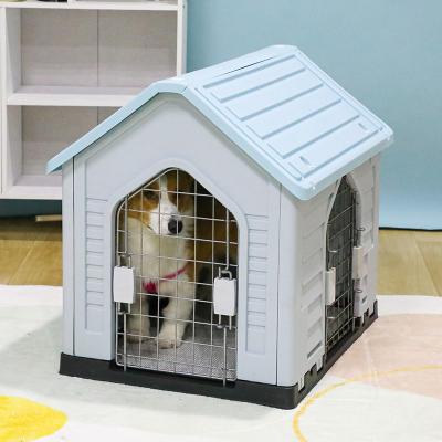 China Large Size Stocked Kennel Luxury Series Outdoor Use Removable Waterproof Plastic Kennel With Door for sale