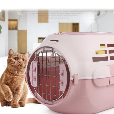 China Portable Plastic Pet Stored Cat Travel Carrier Large Capacity Pet Door Iron Flight Case High Quality for sale