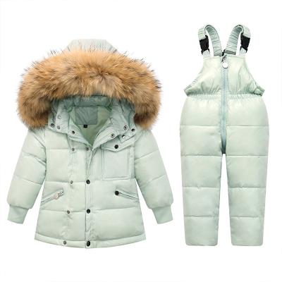 China Keep the classic kids warm and windproof hooded design down infant one-piece jacket and overalls down suit for sale