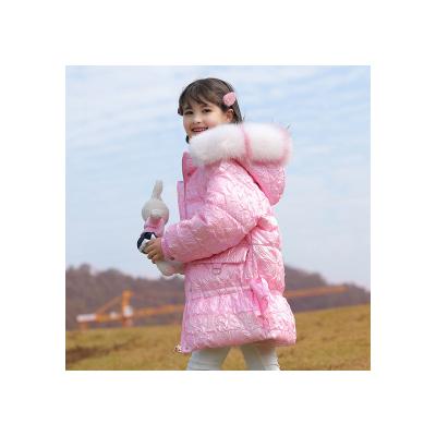 China Keep Warm And New Listing Girls Windproof Warm Hooded Jacket Coat Kids Beige Down Outwear for sale