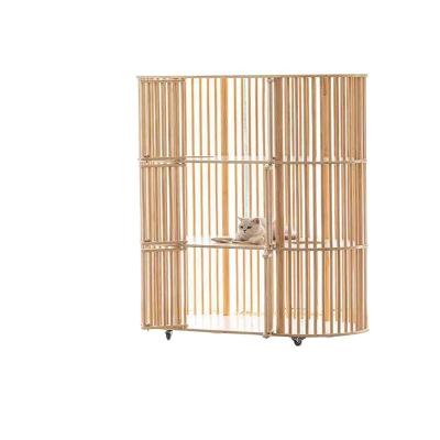 China Hot Sale Modern Natural Style Breathable Three Layer Cat Cage With Material Rubber Wood For Breeding, Security Or Living for sale