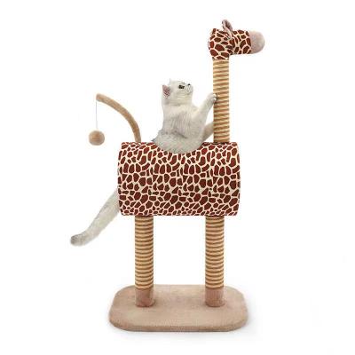 China 2021 Viable Sisal Giraffe Cat Climbing Frame Cat Scratcher Tree Luxury High Quality Natural Cat Tree for sale