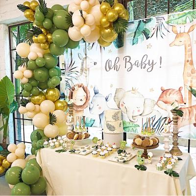 China Party Festival Supplies Olive Green Balloon Garland Arch Kit White Gold Balloon for Birthday Party Wedding Bridal Balloons Baby Shower Decorations for sale