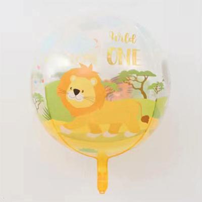 China Birthday Party 22 Inch 4D Animal Safari Jungle Theme Balloons Print for Happy Wild One Birthday Party Decorations Kids Baby Shower Supplies for sale