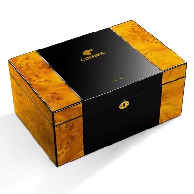 China Mordern Luxury Hot Sale In-stock Cedar Wood Cigar Humidor Gift Box With Lock Set Hold 150 Cigars for sale