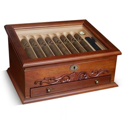 China CLASSIC In-Stock Factory Customize Antique Logo Retro Cigar Humidor Cabinet With Cedar Wood Hold 30 Cigars for sale