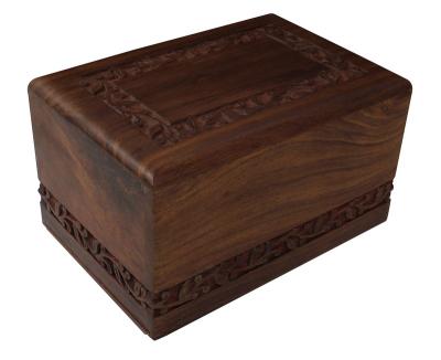 China Factory Wholesale CLASSIC Engraved Rosewood Cremation Urns For Adult Male Female Pet Ashes Urns Wooden Decorative Box for sale