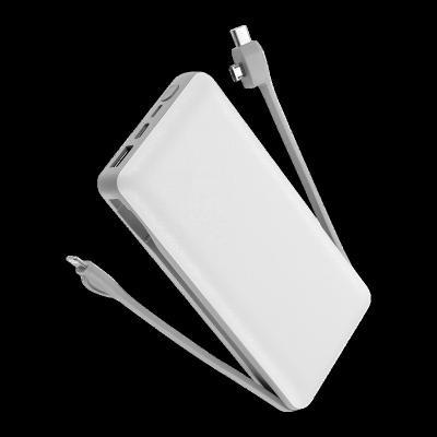 China 2019 New Super Slim Built-in Cable Dual USB Palladium Power Bank Mobile Power Bank Best 20000mah Power Bank Wholesaler for sale