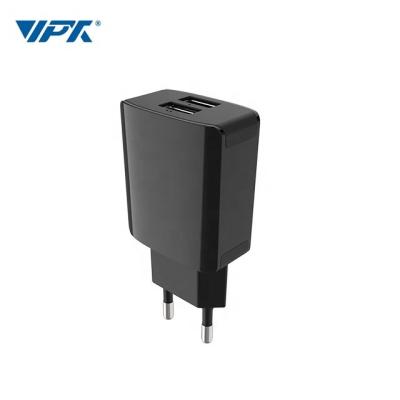 China Cell Phone Viptek 2.1A Mobile Phone Charger EU USA 2 USB Chargers Port Charging for sale