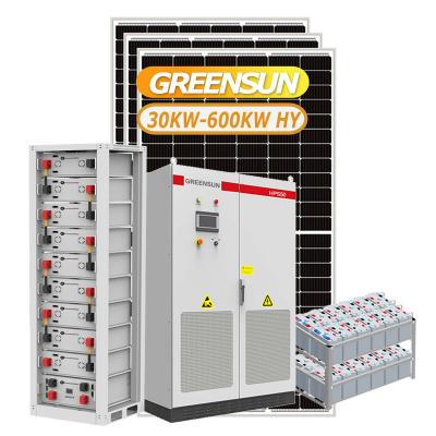 China Greensun Commercial Customized Solar Hybrid Solution 30Kw 50Kw 100Kw 150Kw Grid Tied Commercial System With Three Phase Inverter PV Panel for sale