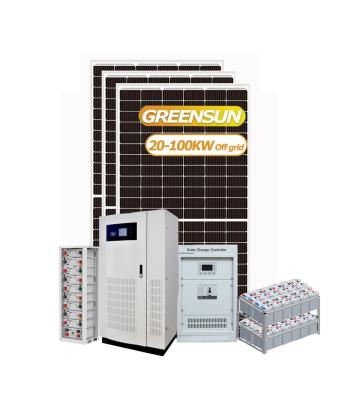 China Greensun Commercial Solar Power Station 30KW 40KW 3 Phase Off Grid Solar System With 2V Battery for sale