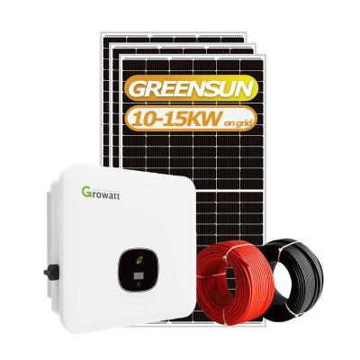 China Greensun home household 12000w 15000w 20000w 25000w on-grid attached single phase mono panel solar energe system for sale for sale