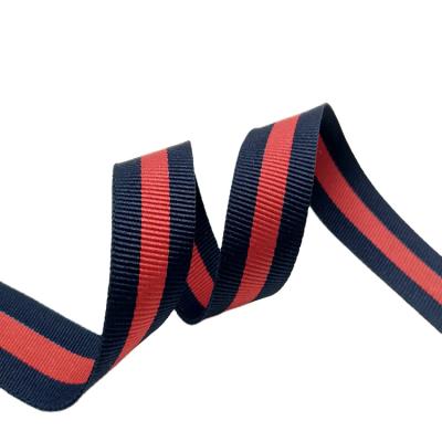 China Other 2cm Dark Blue Red 5cm Recycled Grosgrain High Tenacity Polyester Nylon Plain Woven Webbing Striped Stripe for sale