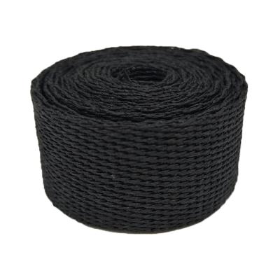 China Sustainable Wholesale Custom Black And White Woven Braided Recycle Eco-Friendly Paper Webbing Tape For Handle Rope for sale