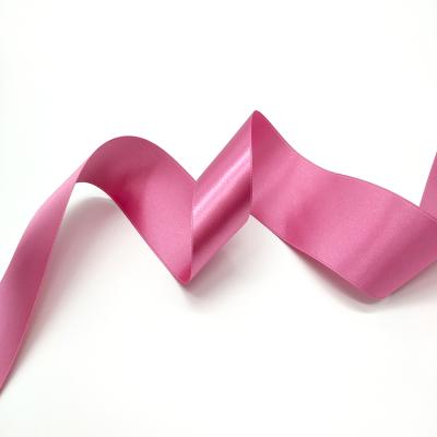 China High tenacity polyester double face satin ribbon trims for gift package and ribbon bow 36 mm dark pink ribbon for sale