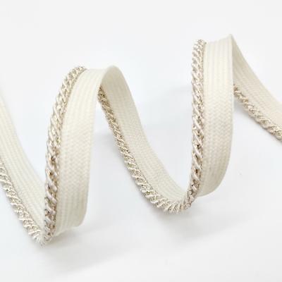 China Sustainable Polyester Cotton Piping Rope With Metallic Silver For Pillows And Mattress Bias Piping Rope for sale