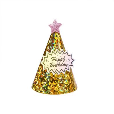 China Small Shiny Laser Star Birthday Paper Party Paper Hats for Pets or Kids Silver and Gold Adults S00547 for sale