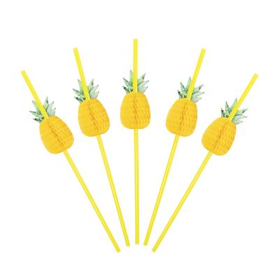 China PVC Material 3D 10Pcs Pineapple Fun Fruit Safe Disposable Straw For Hawaiian Party Decoration Pool Summer Beach Cocktail Luau Party S00617 for sale