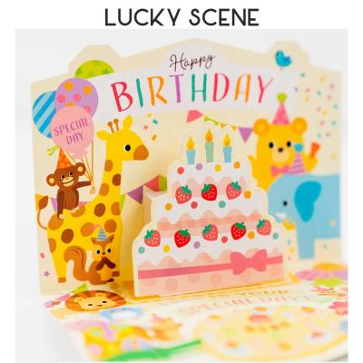 China China 3D Beautiful Music Cartoon Birthday Music Boys Girls Boys Birth Blessing Stereo Greeting Card S01309 for sale