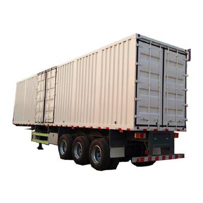 China Manufacture Direct Selling Used And New 3 Axle Truck Trailer Heavy Duty Road Transporting 80ton Grain Closed Cargo Van Box Truck Semi Trailers for sale