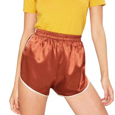 China Custom Made Anti-wrinkle Fashion Women Satin Shorts Dolphin Edge High Waist Sports Casual Shorts for sale