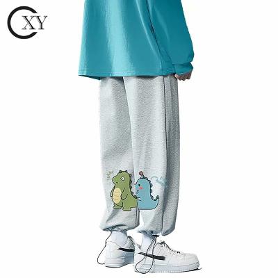 China 2022 Trendy Printed Anti-wrinkle Custom Men's Pants Fashion Korean Leisure Brand Spring Loose Rope Tied Nice Feet Long Pants for sale