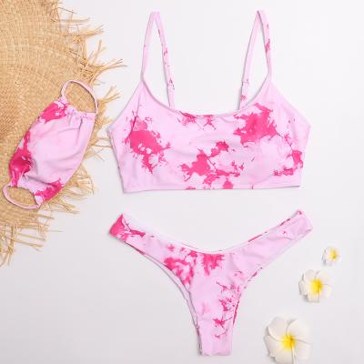 China Breathable Women Two Pieces Of The Latest Micro Swimsuit Beach Wear Dye Tie Dye Swimwear Sports Bikini Set for sale