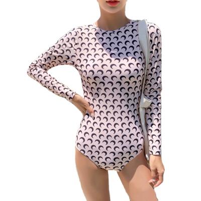 China 2021 New Style Breathable Swimwear Long Sleeve Printed One Piece Swimsuit Women for sale