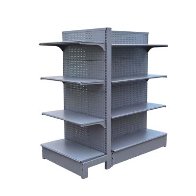 China Convenience double-sided store supermarket manufacturer factory shelves display device steel design for sale