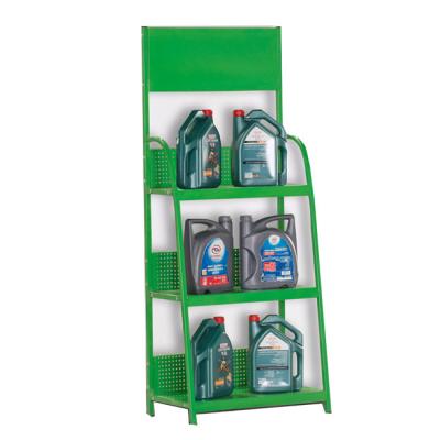 China Outdoor Environmental Friendly Solid Color Advertise Motor Oil Display Rack / Metal Machine Oil Display Stand for sale