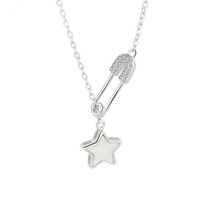 China CLASSIC white fritillaria niche necklace star S925 design female creative fashion clavicle pin chain sterling silver white necklace for sale