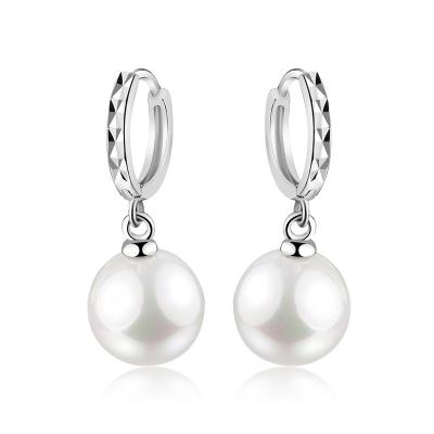 China Other S925 Sterling Silver Pearl Earrings Korean Women's Temperament Circle Pattern Net Red Earrings Shape NEW for sale