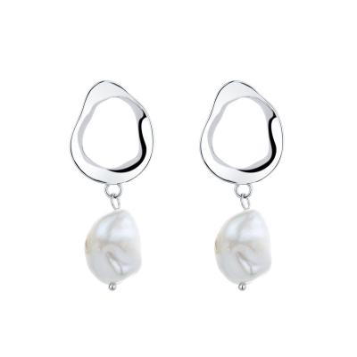 China Elegant CLASSIC baroque pearl female pearl earrings S925 freshwater irregular silver earrings for sale