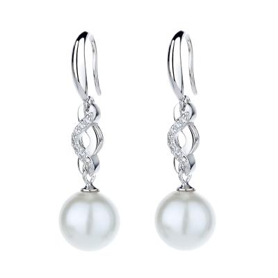 China S925 Sterling Silver Zircon Earrings Temperament Jewelry Border Whole CLASSIC Natural Freshwater Round Long Pearl Earrings Women for sale