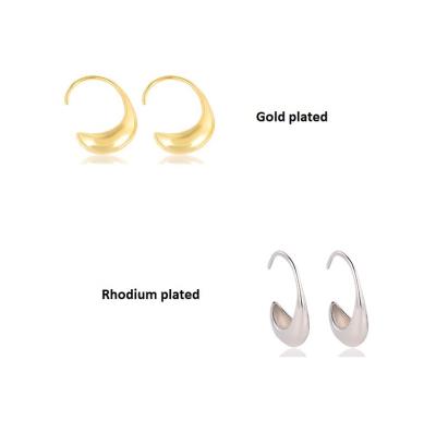 China French Semicircle Earrings 925 Sterling Silver European Cool Earrings Female Simple Silver Letters E Face Round Face Central Institute Of Statistics And American for sale