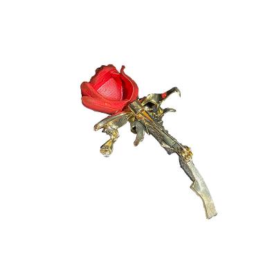 China ALLOY China alloy with gold plated rose and crytal ulips brooch for sale