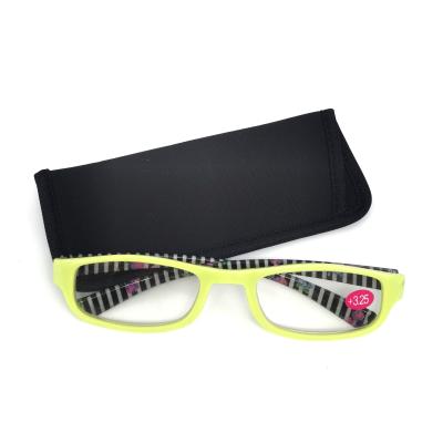 China Wholesale Slim Green Reader Glasses Frames Cheaper Reading Glasses With Case for sale