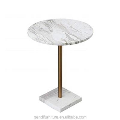 China Vacuum Plated Marble Top Gold Plated Brushed Brass Minimalist Side Table Living Room for sale